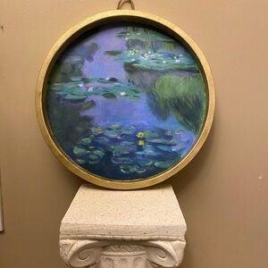Monet-Inspired Round  Hand Painted Wall Art with Gold Frame /New